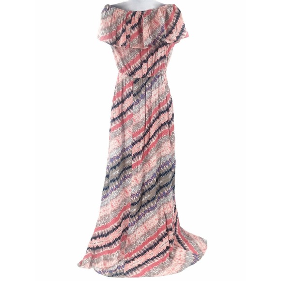 Vanity Room Women Maxi Dress Small S Pink Striped Off-the-Shoulder Ruffle - Picture 3 of 5